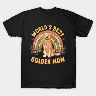 World's Best Golden Mom Colorful Rainbow and Butterflies T-Shirt